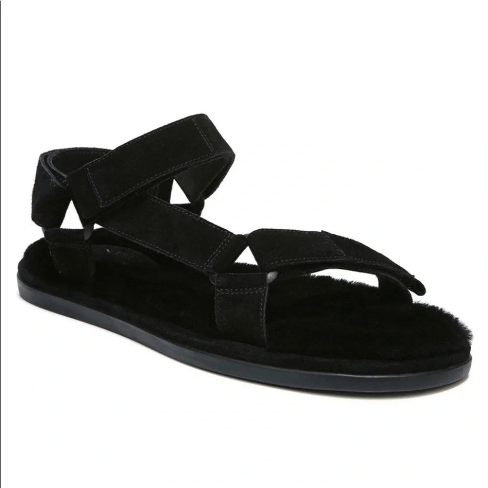 VINCE Vince Men's Destin Suede & Shearling Sandals - Black